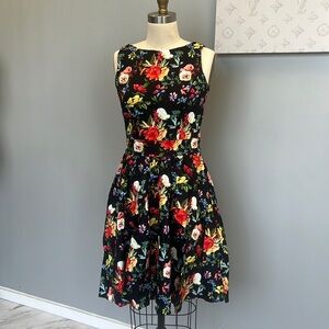 Lady Vintage side 10 black/red flowers dress #AR5-6